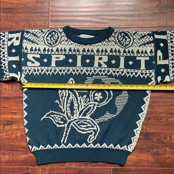 Vintage Gitano Sportswear Teal and Cream “Spirit’ Sweater - Picture 4 of 8